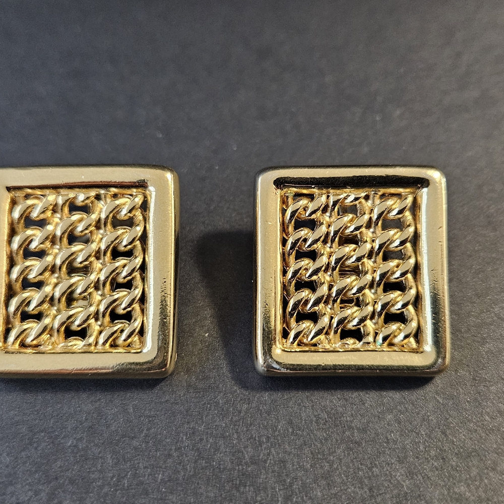 Vintage Monet Gold-Chain Clip-on Earrings